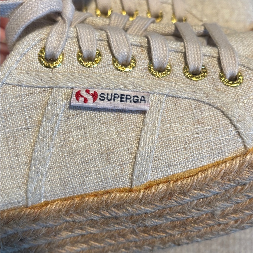Superega platform linen espadrilles size 39 or 8.5US - Picture 3 of 8